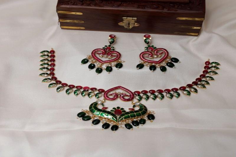 Peacock Enamel Necklace